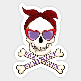 Feminist skull with handkerchief and glasses Sticker